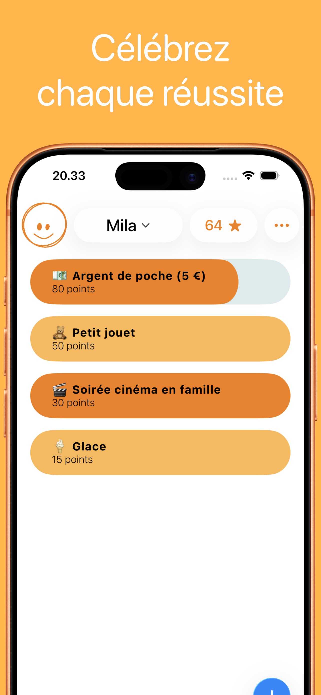 Écran des récompenses DailyHero en français